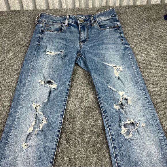 AE Super Skinny Stretch Jeans light wash distressed waist size 26 - Picture 6 of 13